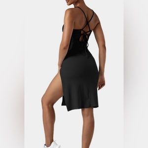 Halara Midi Bodycon dress with open back and slit
